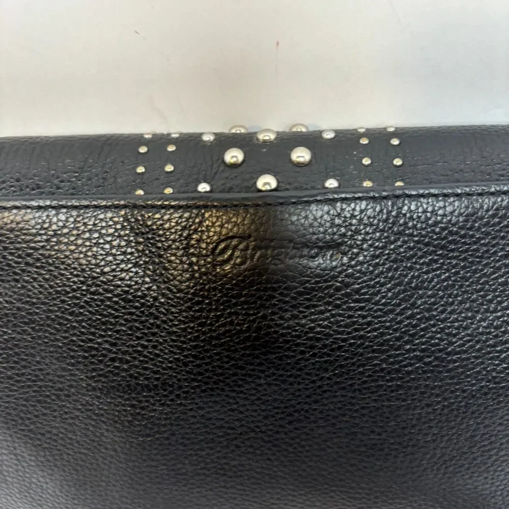 Brighton Crossbody Bag Black Leather Studded Silver Hardware Womens - Picture 5 of 5